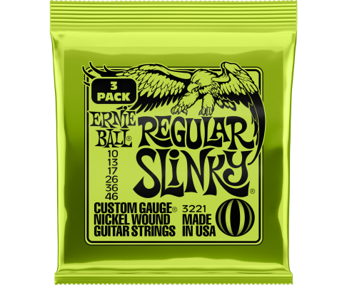 Ernie Ball 3251EB Cordes électriques Slinky régulières 10-46 paquet de 3