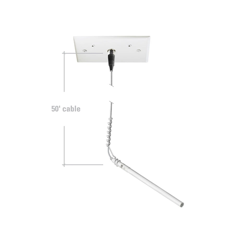 Audio-Technica ES933PMWML MicroLine Condenser Hanging Mic w/ Wall/Ceiling Power Module - White