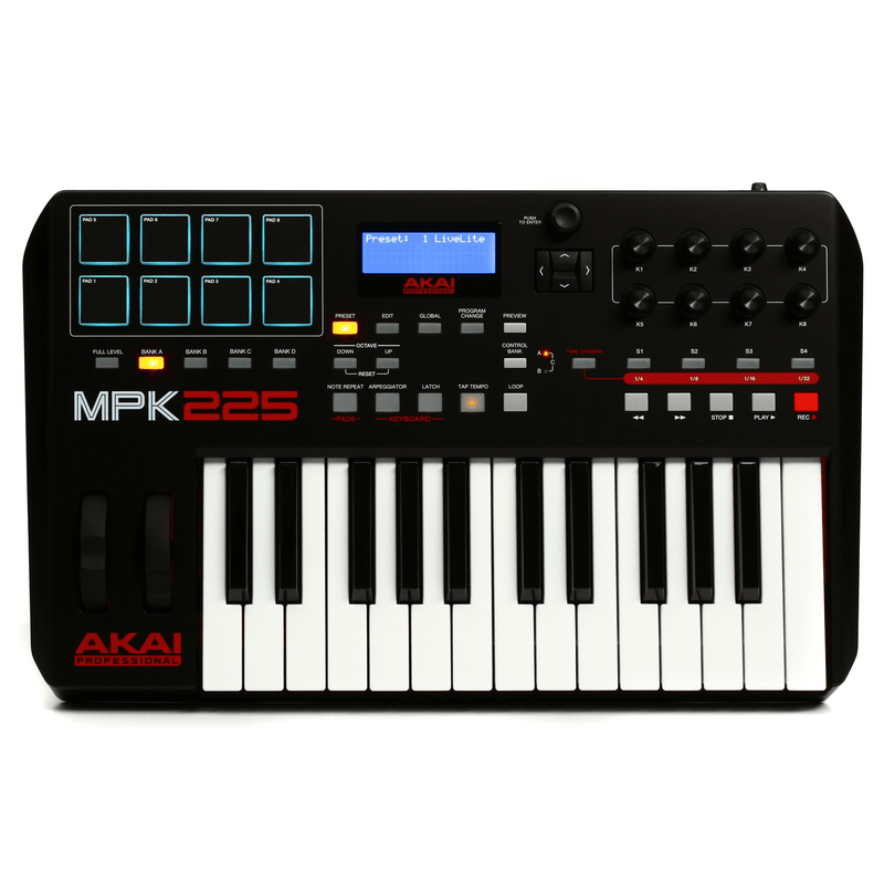 Akai Mpk225 Akai Mpk225 Usbmidi Pad Amp Keyboard Controller - Red One Music