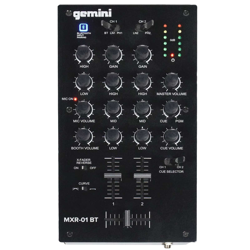 Gemini MXR-01BT Table de mixage DJ professionnelle 2 canaux avec Bluetooth sans fil 