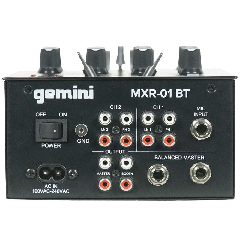 Gemini MXR-01BT 2-Channel Professional DJ Mixer with Wireless Bluetooth