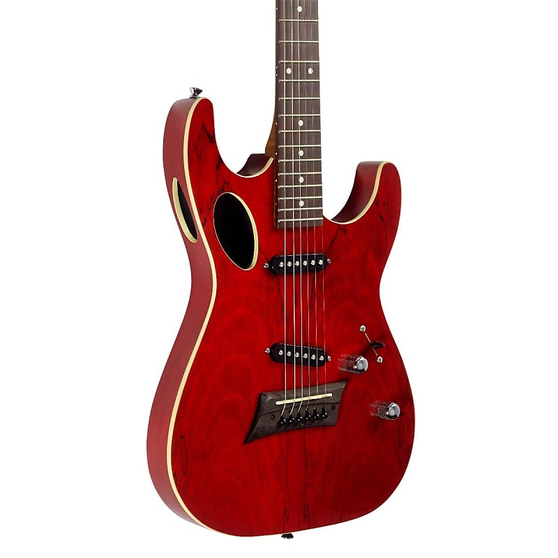 Michael Kelly HYBRID PORT 60 Semi Hollow-Body Electric Guitar (Transparent Red)