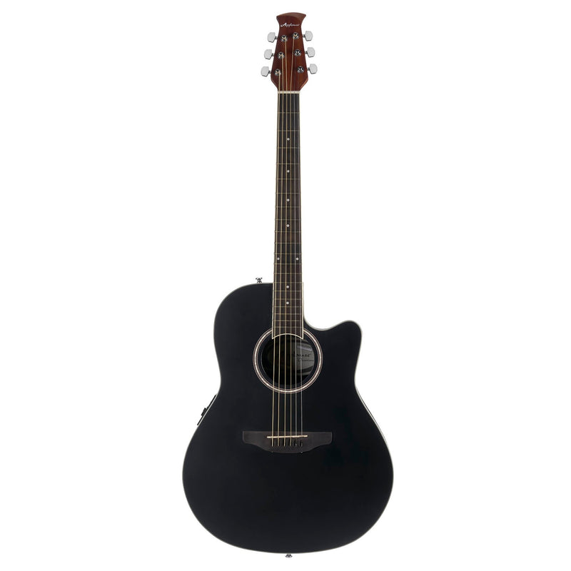 Ovation AB28-5S Applause Guitare électro-acoustique traditionnelle à cordes en acier peu profonde - Noir satiné