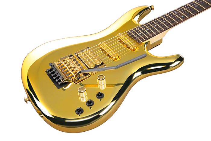 Ibanez Signature Series Joe Satriani Signature Guitare électrique 6 cordes avec étui – Gold Boy