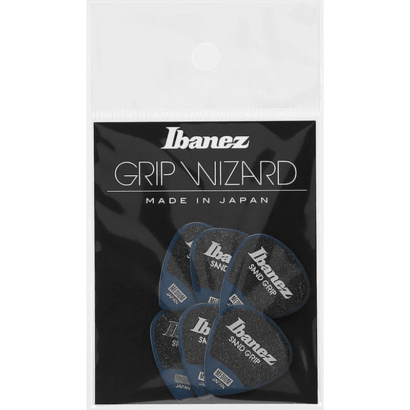 Ibanez PPA16MSGDB Grip Wizard Sand Grip Medium Guitar Picks 6 Pack - Dark Blue
