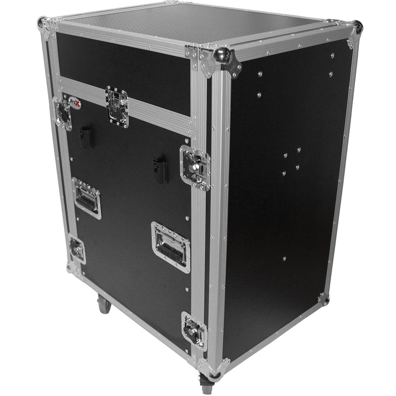 ProX T-16MRSS13ULT Flight case universel 13U Top 16U avant pour mixeur rackable 19" avec 2 tables de travail latérales