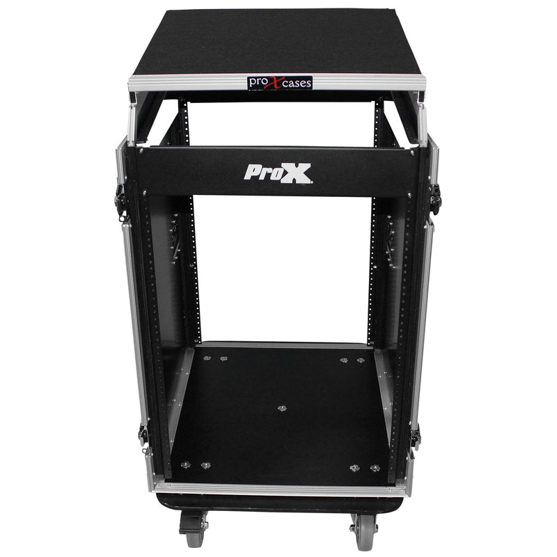 ProX T-16MRSS13ULT Flight case universel 13U Top 16U avant pour mixeur rackable 19" avec 2 tables de travail latérales