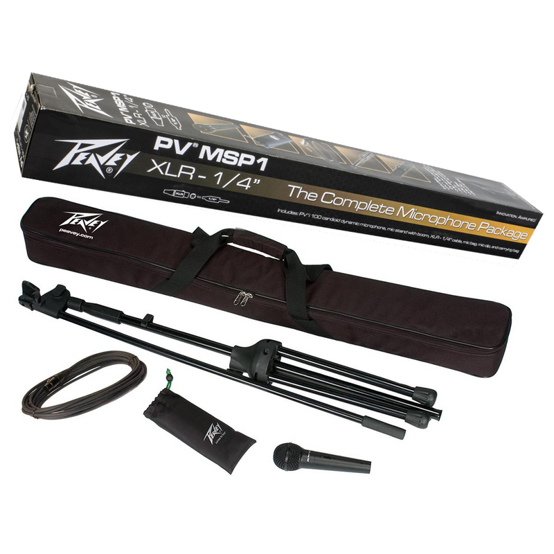 Peavey PV® MSP1 (8)XLR and (4) 1/4 Microphone Package W/ Stand, Cable (Box of 12)