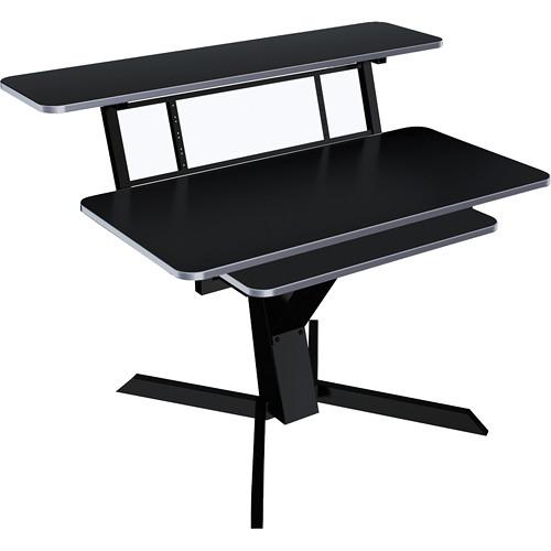 Quiklok Z-460 Triple Shelf Workstation With Black Wood Tops And Pullout Shelf - Red One Music