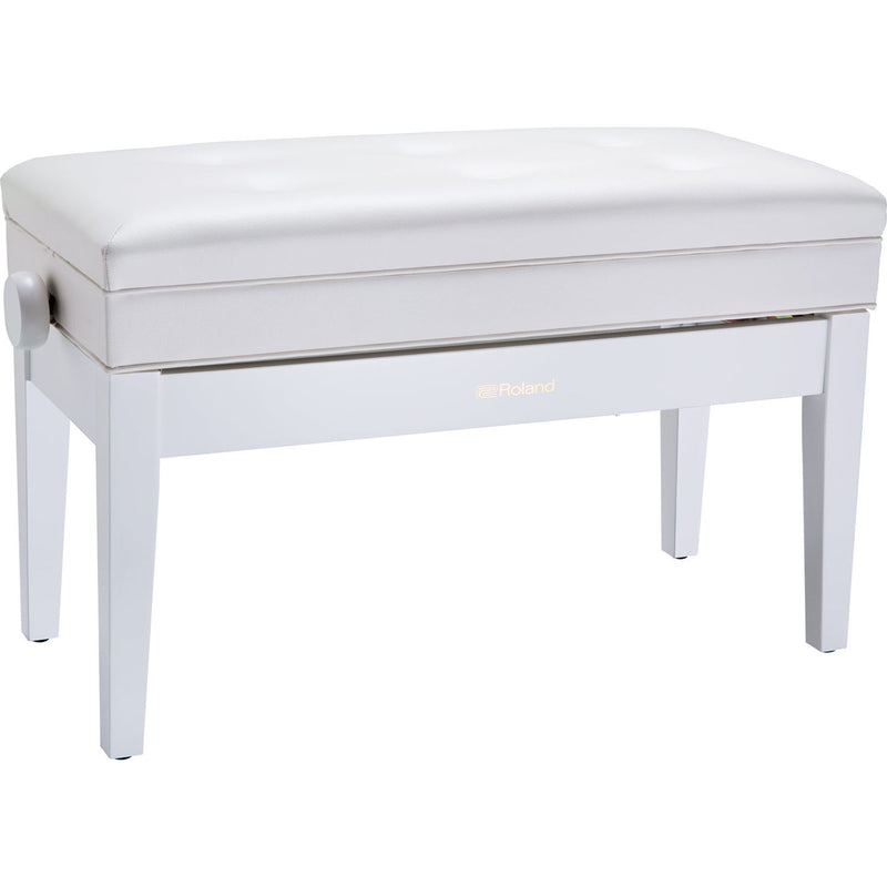 Roland RPB-D400WH Duet Piano Bench with Adjustable Height/Cushioned Seat/Storage - Satin White
