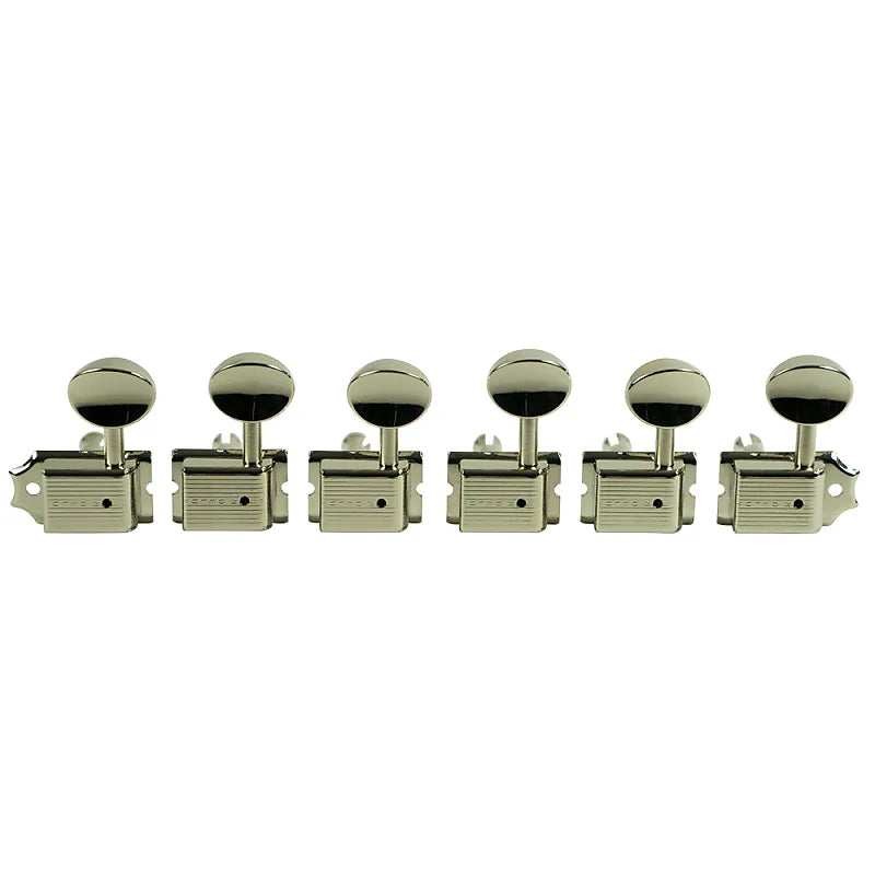 Kluson KD-6T-NM Left-Handed 6 In-line Oval Metal Button Tuning Machines - Nickel