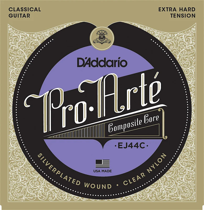 D'Addario EJ44C Pro arte Composite Clear Nylon Classical Guitar Strings Extres Hard 29-47