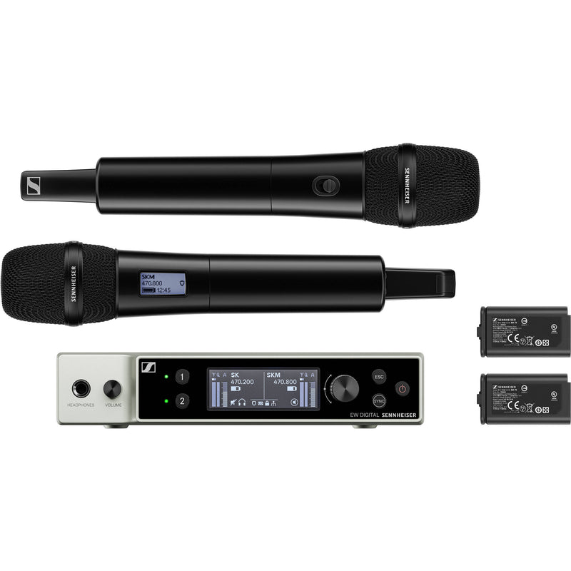 Sennheiser EW-DX 835-S SET (Q1-9) Dual-Channel Digital Wireless System with Two Handheld Mics & MMD 835 Capsules