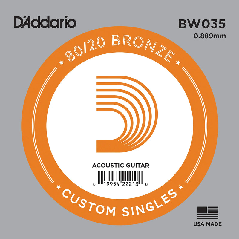 D'Addario BW035 BRONZE BLAINE GUITARE ACUSTIQUE Single String .035