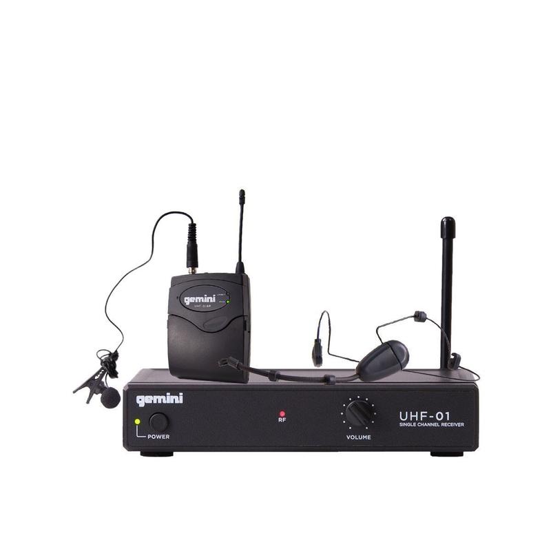 Gemini UHF-01HL Single Channel Wireless System with Headset & Lavalier Microphone