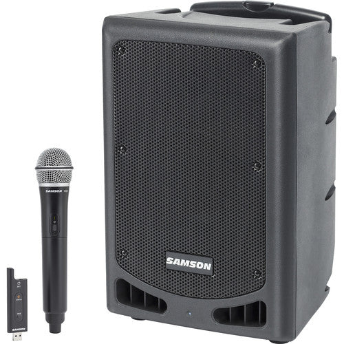 Samson EXPEDITION XP208W 8" 2-Way 200W Portable Bluetooth-Enabled PA System with Wireless Handheld Microphone - Red One Music
