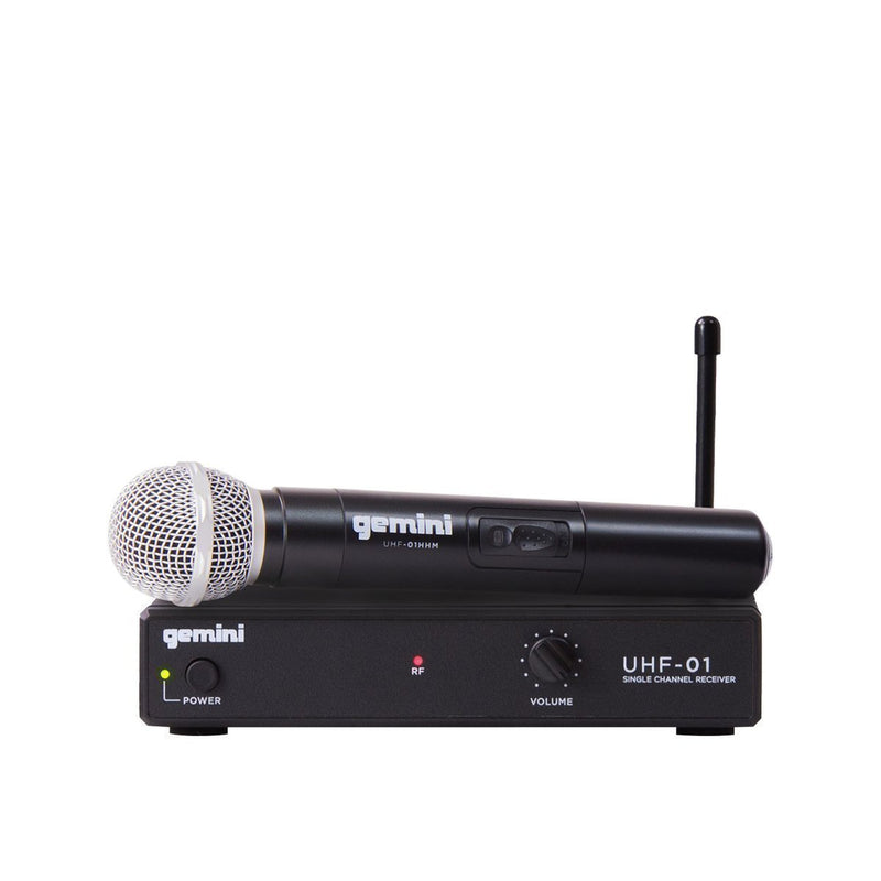 Gemini UHF-01M Système sans fil monocanal comprenant un récepteur UHF et un microphone portable