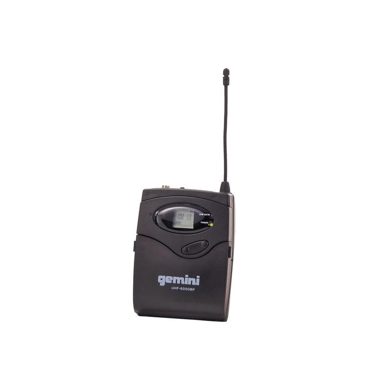 Gemini UHF-6100HL Single Channel Wireless PLL System, Includes UHF Receiver, Beltpack Transmitter and Headset Lavalier Microphone