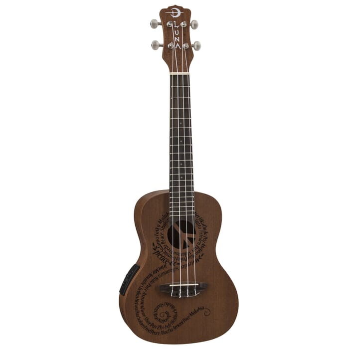 Luna UKE MALU EL Maluhia Peace Concert Ukulele (Satin Natural)