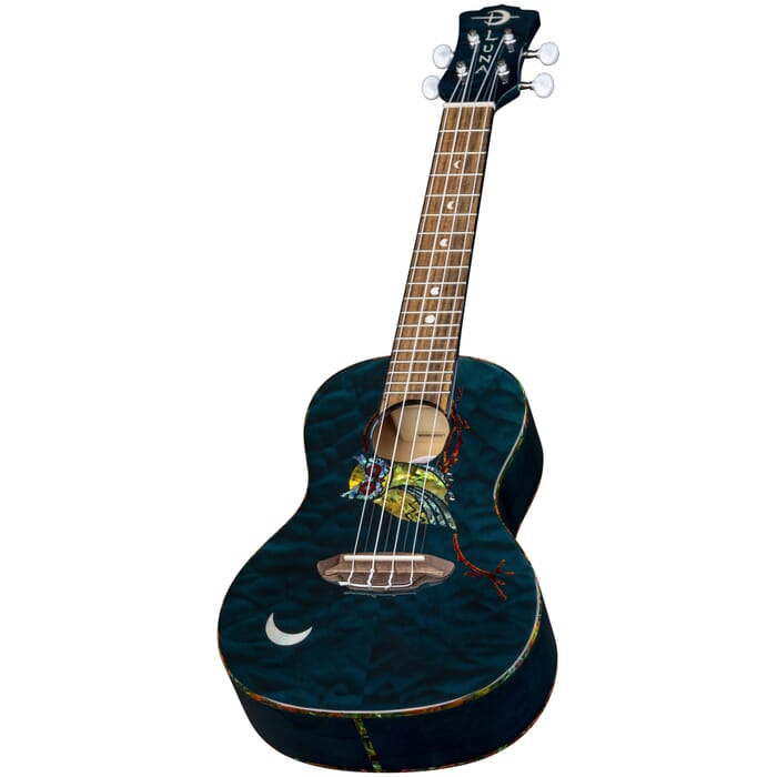 Luna UKE OWL C Owl Quilt Concert Ukulele (Transparent Blue)