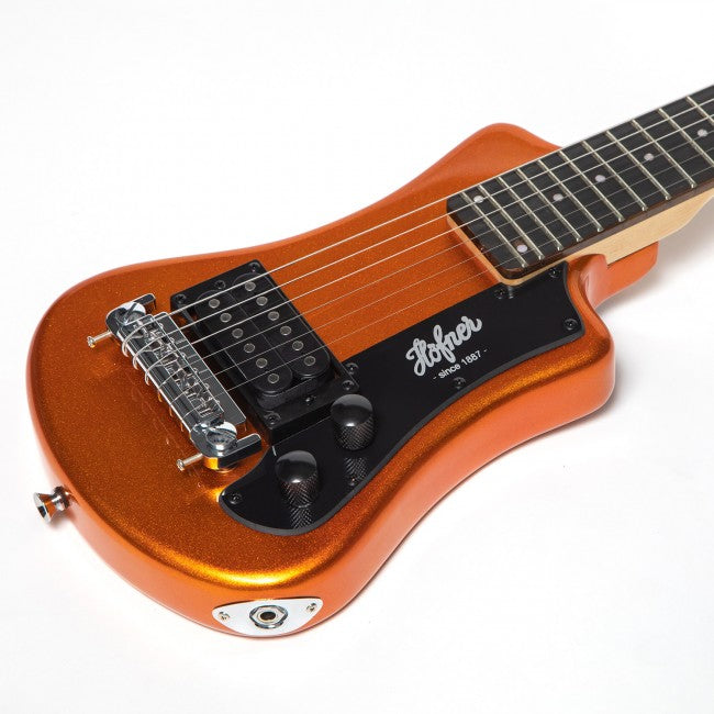 Hofner SHORTY Guitare électrique avec 1 micro Humbucker Livré avec sac de transport - Orange métallique