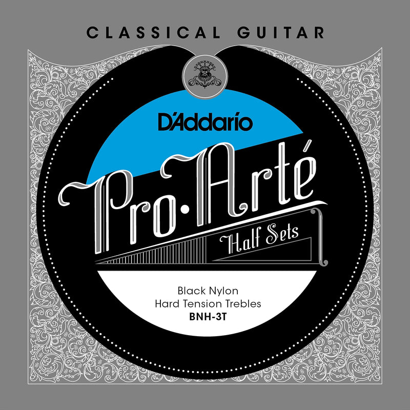 D'Addario BNH-3T Pro-Arte Black Nylon Classical Guitar Half Set Hard Tension