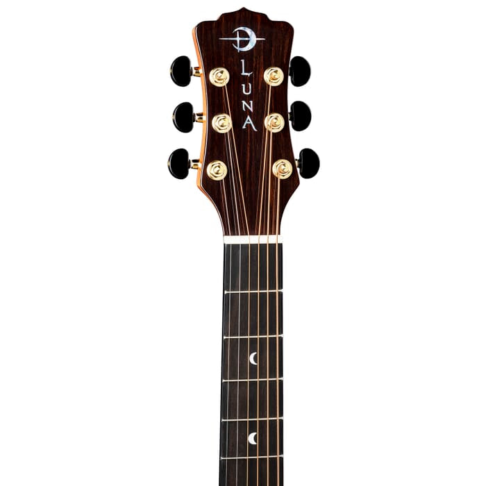 Luna VISTA Guitare acoustique/électrique en bois tropical Wolf avec étui rigide – Naturel brillant