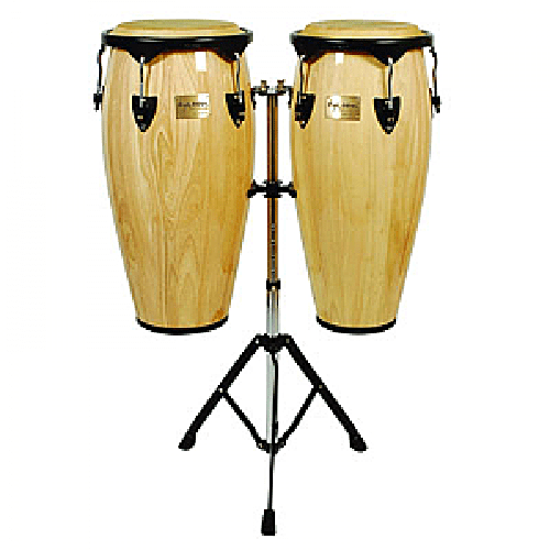 Mano Percussion Mp-1601 Natural Double Conga Set 10”  11” With Stand The Mano Percussion 1601 Congas - Red One Music
