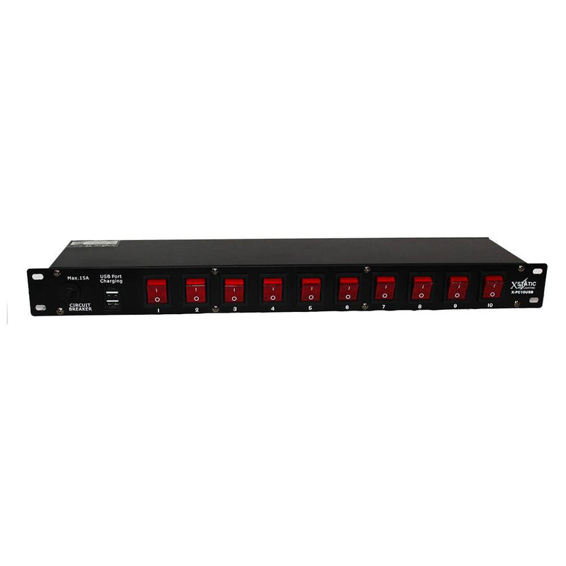 Power Conditioner X-Pc10Usb 10 Plug Rack Mount Power Switcher W 2X Usb Charging Ports - Red One Music