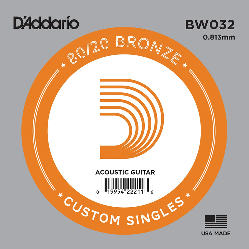 D'Addario BW032 BRONZE BLAINE ACUSTIQUE GUITARE Single String .032