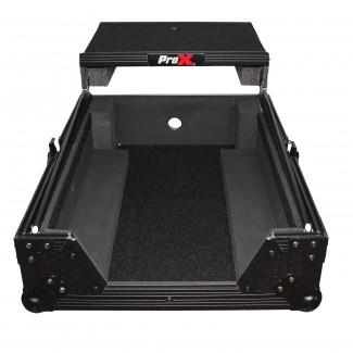 ProX XS-M12LTBL Mixer ATA Flight Hard Case For Large Format 12 Universal Dj Mixer With Laptop Shelf Black On Black - Red One Music
