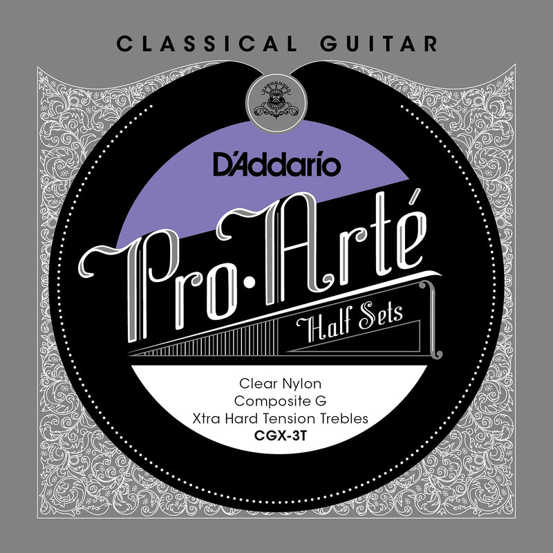 D'Addario CGX-3T Pro-Arte Clear Nylon with Composite G Classical Guitar Half Set Extra Hard Tension